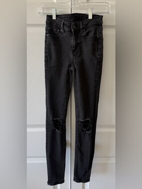 American Eagle Outfitters Black Ripped High-Rise Skinny Jeans